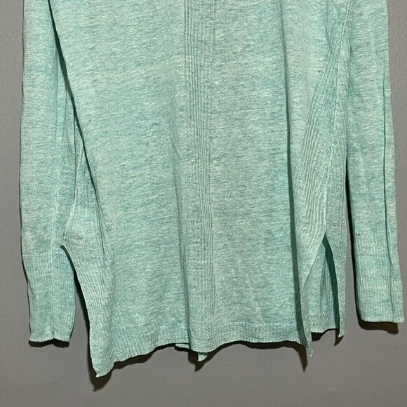White Warren Linen Cardigan Women Sz S Open Pocket Mint Green Lightweight Tunic - Picture 4 of 10